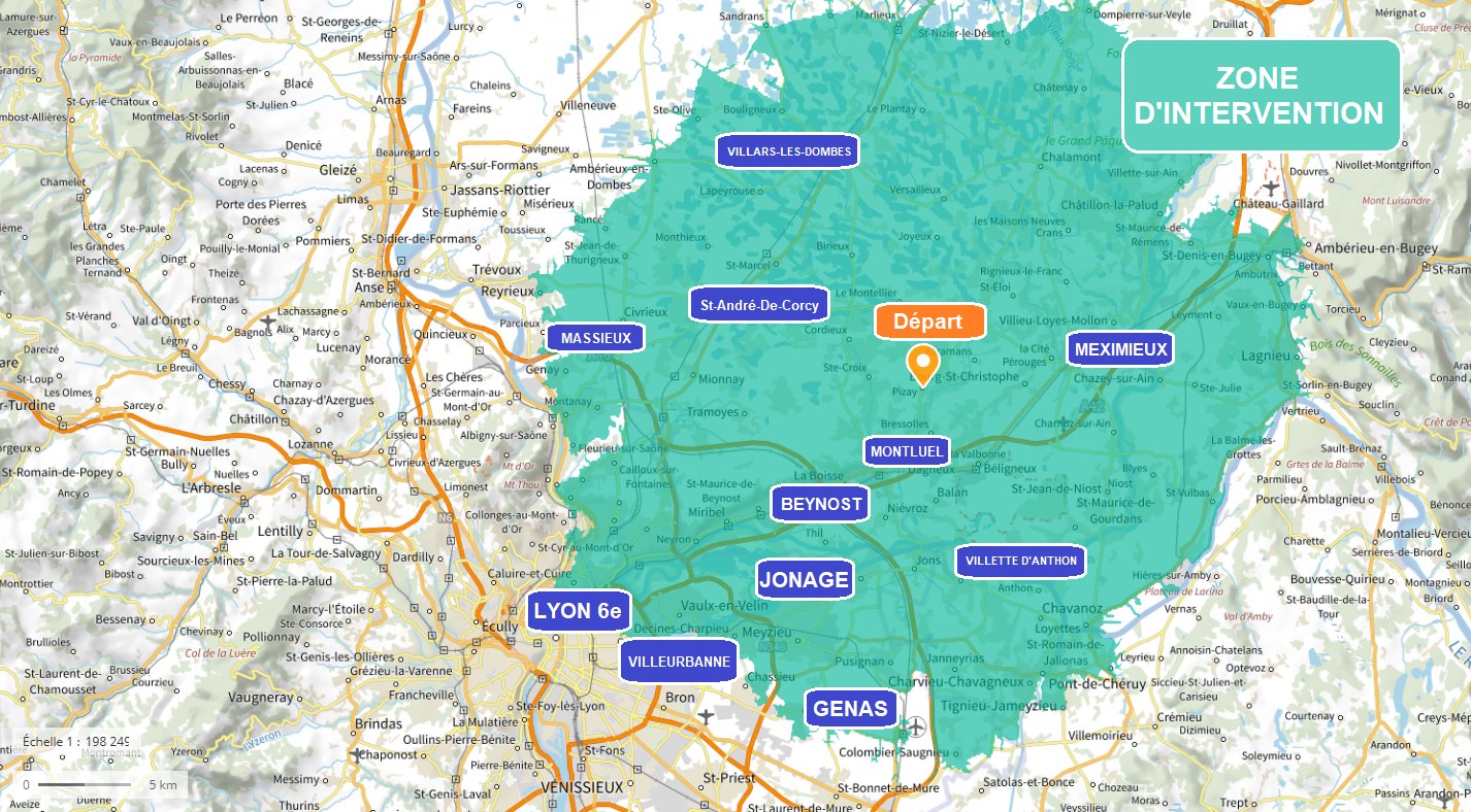Carte de la zone d'intervention CleanCarUp